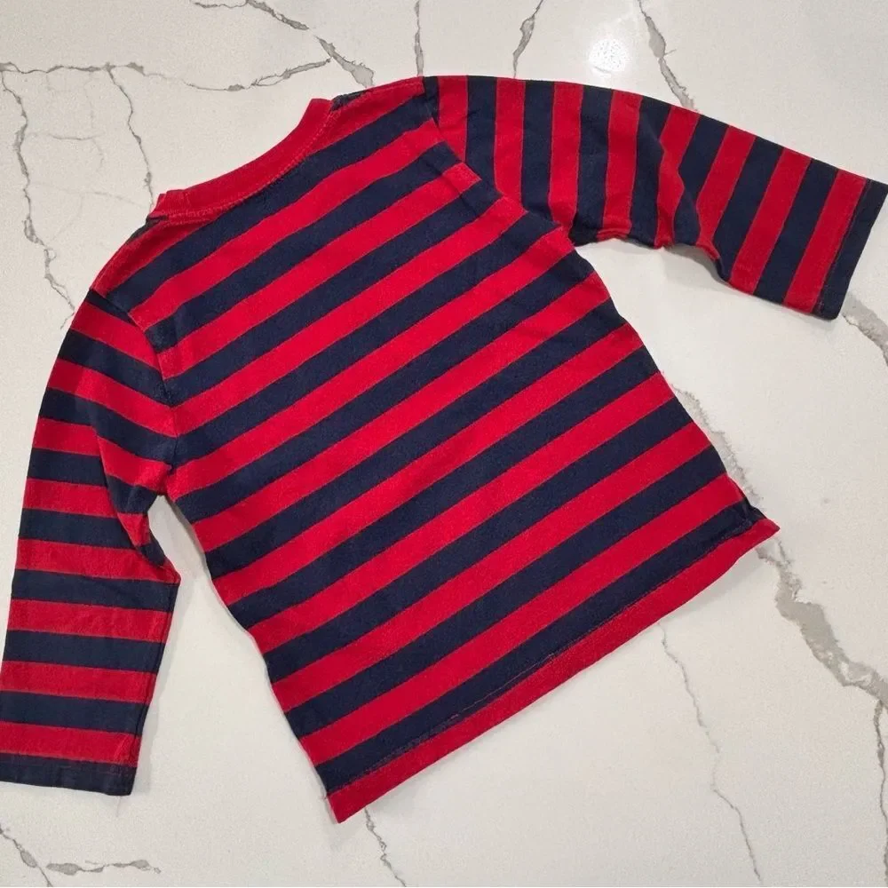 CIRCO Boys Red Navy Blue Long Sleeve Striped Monster T Shirt Cotton Toddler 3T